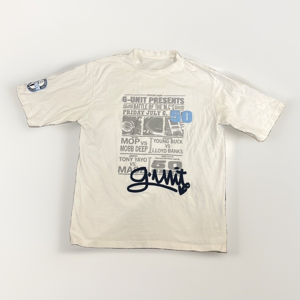 RARE Vintage G Unit Clothing 50 Cent Y2K Rap T-Shirt XL XXL Concert Rap Battle